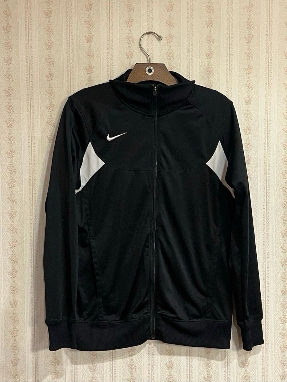 Nike Black Bomber Track Jacket with White Accents
